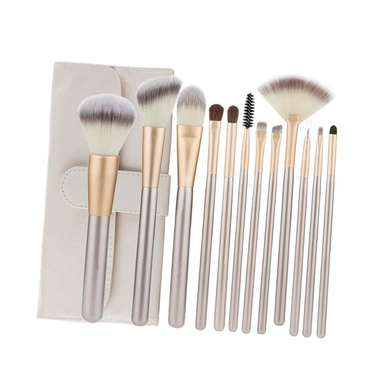 1 Set Cosmetic Brush Set Rice White Professional Makeup Brush Kit for Eyebrows Eyelashes and More Easy to Clean Non Shedding for Comfortable Skin Touch