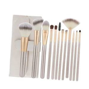 1 Set Cosmetic Brush Set Rice White Professional Makeup Brush Kit for Eyebrows Eyelashes and More Easy to Clean Non Shedding for Comfortable Skin Touch