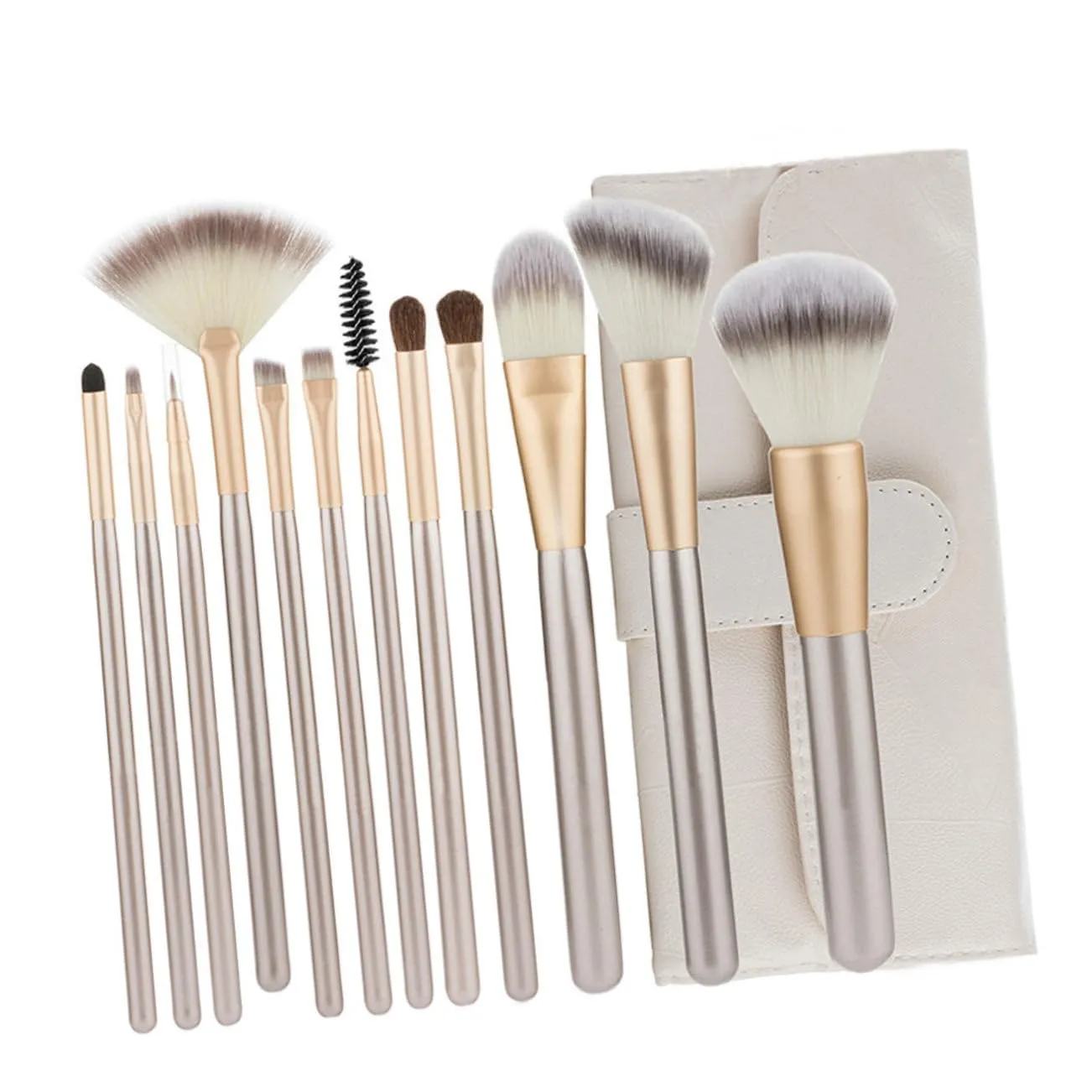 1 Set Rice White Makeup Brush Set with Handles Versatile Brushes for Powder Eyebrow and Eyelash Application for Daily Makeup Needs and Beginners