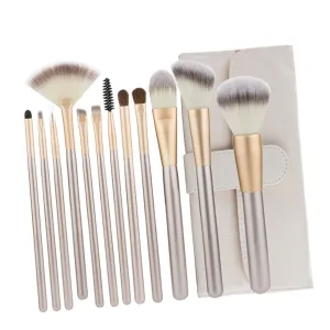 1 Set Rice White Makeup Brush Set with Handles Versatile Brushes for Powder Eyebrow and Eyelash Application for Daily Makeup Needs and Beginners