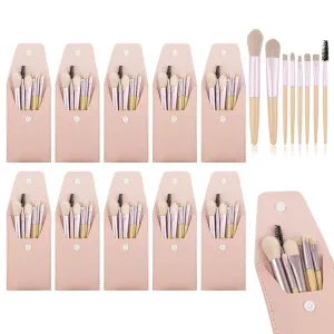 10 Sets Travel Size Makeup Brushes Set Mini Face Make up Brushes Brushes Bag for Makeup Party Favors Wedding Bridal Shower Favors Bridesmaid Gift Bachelorette Party Gift (Ivory Beige)