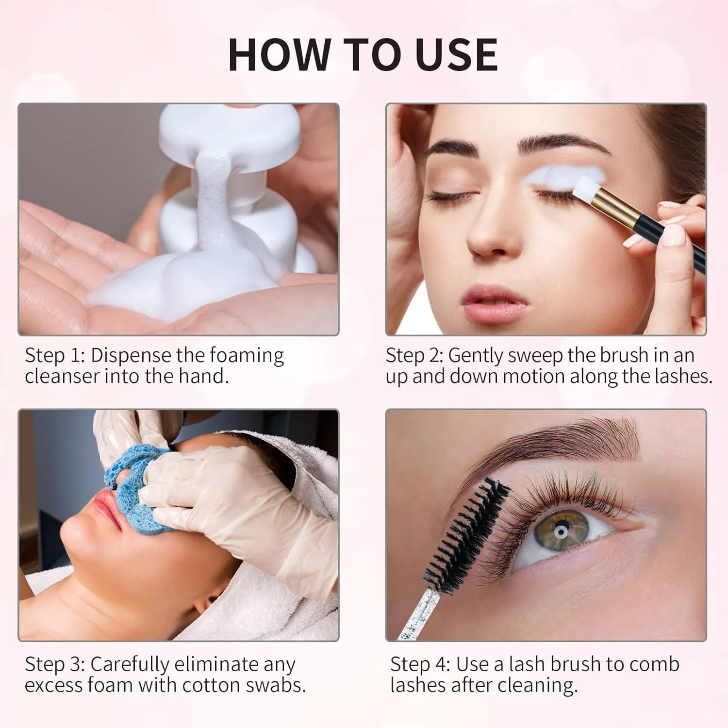 100 Pcs Lash Shampoo Bottle Brushes Set 20 Empty Foam Pump Dispensers 20 Label Stickers 20 Mascara Wands and Tubes 20 Cleansing Brush 20 Bag for Eyelash Extensions Aftercare(Black)
