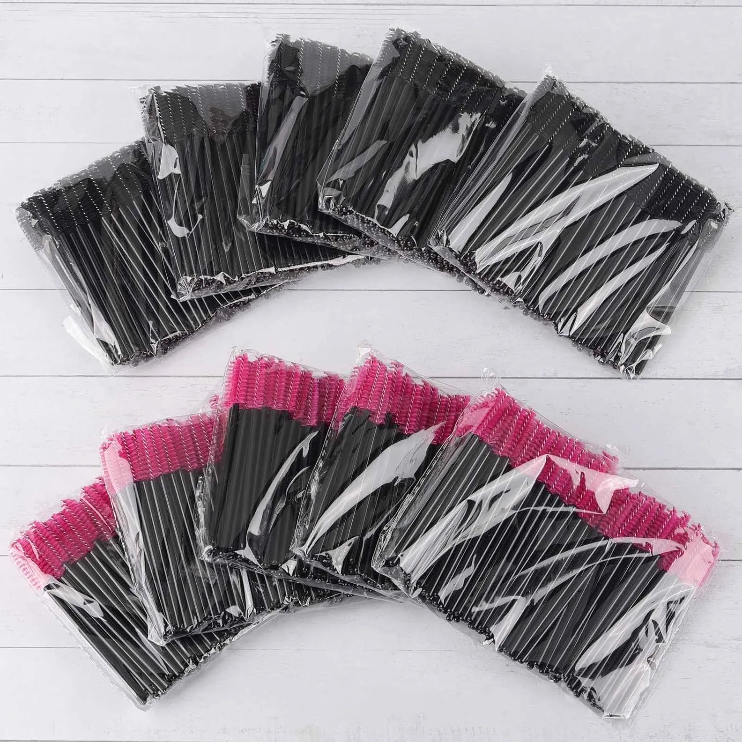 1000 Disposable Mascara Wands Eyelash Brushes Spoolies for Eyebrow Eye Lash Extension Black and Rose Red