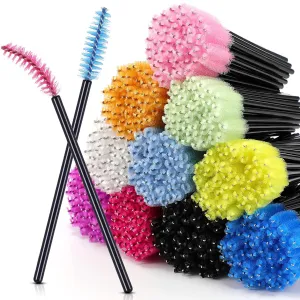 1000 Pcs Disposable Eyelash Mascara Brushes Mascara Wand Eyelash Spoolies Brush Applicators Eyebrow Comb for Eye Makeup Lash Extension, 3.86 Inches, 10 Color