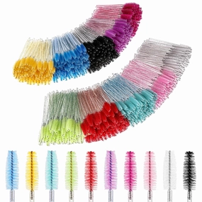 1000 Pieces Disposable Mascara Wands, 10 Colors Glitter Lash Brushes Wands Plastic Eyebrow Spoolie Brush Applicators Bulk Makeup Lash Spoolies for Eyebrow Eyelash Extensions