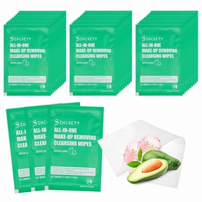 100Packs Individual Makeup Remover Wipes for Face - Soft, Gently Cleanse for Travel, Makeup Remove Wipes Individually Wrapped for Women Cleansing Bulk, Suitable for Hotel Guests, #Avocado