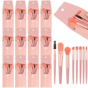 12 Sets Travel Size Makeup Brushes Set Mini Face Make up Brushes Brushes Bag for Makeup Party Favors Wedding Bridal Shower Bridesmaid Gift Favors Bachelorette Party Gift (Pink)
