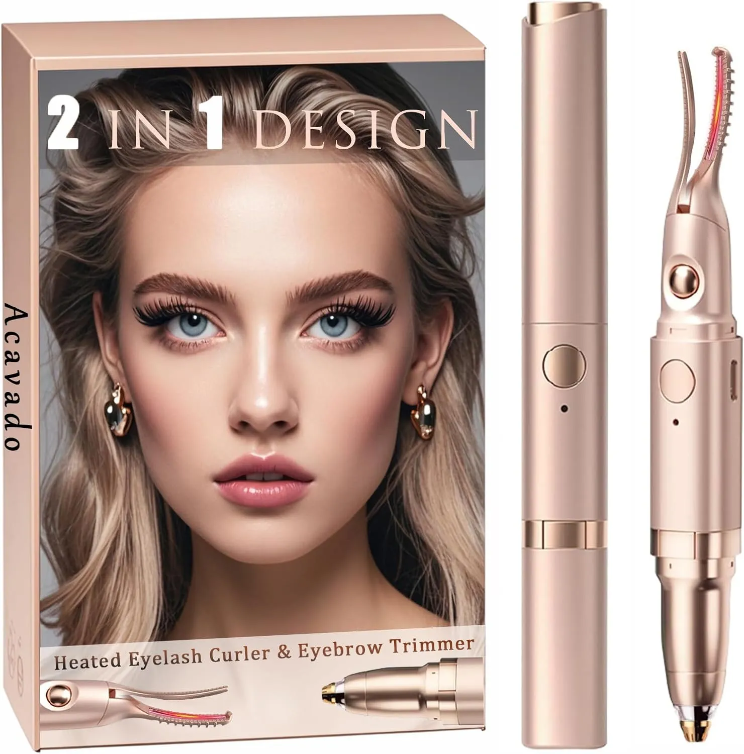 2 in 1 Heated Eyelash Curlers and Eyebrow Trimmer for Women, Electric Eyelash Curler with 2 Temperature Modes Anti-Burn USB Rechargeable Heated Eyelash Curler, Perfect Christmas Gift for Women BYJS416