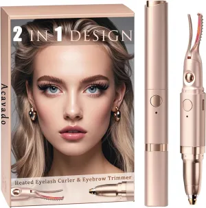 2 in 1 Heated Eyelash Curlers and Eyebrow Trimmer for Women, Electric Eyelash Curler with 2 Temperature Modes Anti-Burn USB Rechargeable Heated Eyelash Curler, Perfect Christmas Gift for Women BYJS416