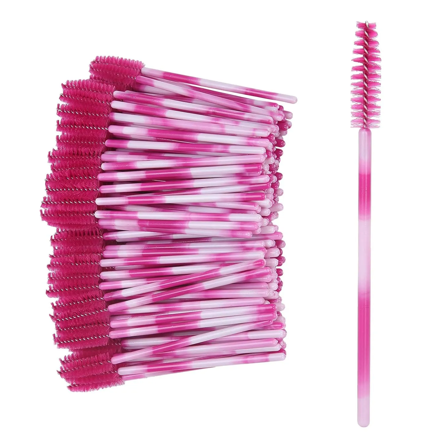 200pcs Mascara Wands Applicator Disposable Eyebrow Brush Set for Beauty Salon Makeup Artists Large Quity (Rose Red)