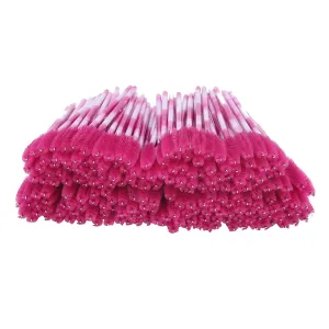 200pcs Mascara Wands Applicator Disposable Eyebrow Brush Set for Beauty Salon Makeup Artists Large Quity (Rose Red)