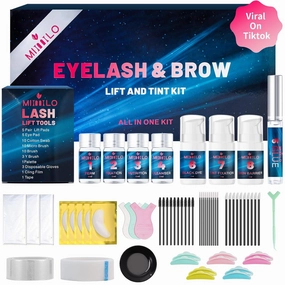 2025 63 Pcs 4-In-1 Lash Lift Kit & Brow Lamination Kit Natural Black Color Set, Lasting for 6-8 Weeks, Eyelash & Eyebrow Perm Diy Professional Kit, Easy for Home & Salon Use