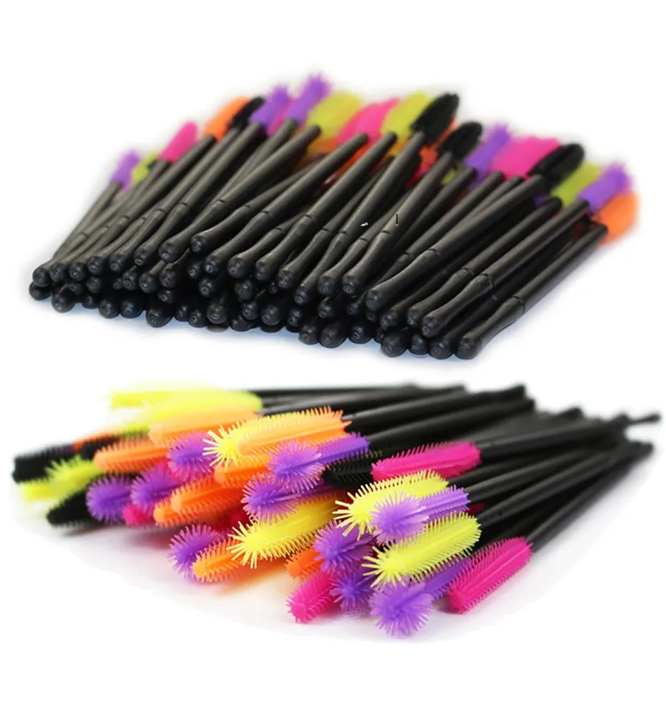 250 Pieces Disposable Mascara Wands Silicone, Eyelash Brush, Makeup Mascara Applicators Kit, 5 Colors