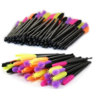 250 Pieces Disposable Mascara Wands Silicone, Eyelash Brush, Makeup Mascara Applicators Kit, 5 Colors
