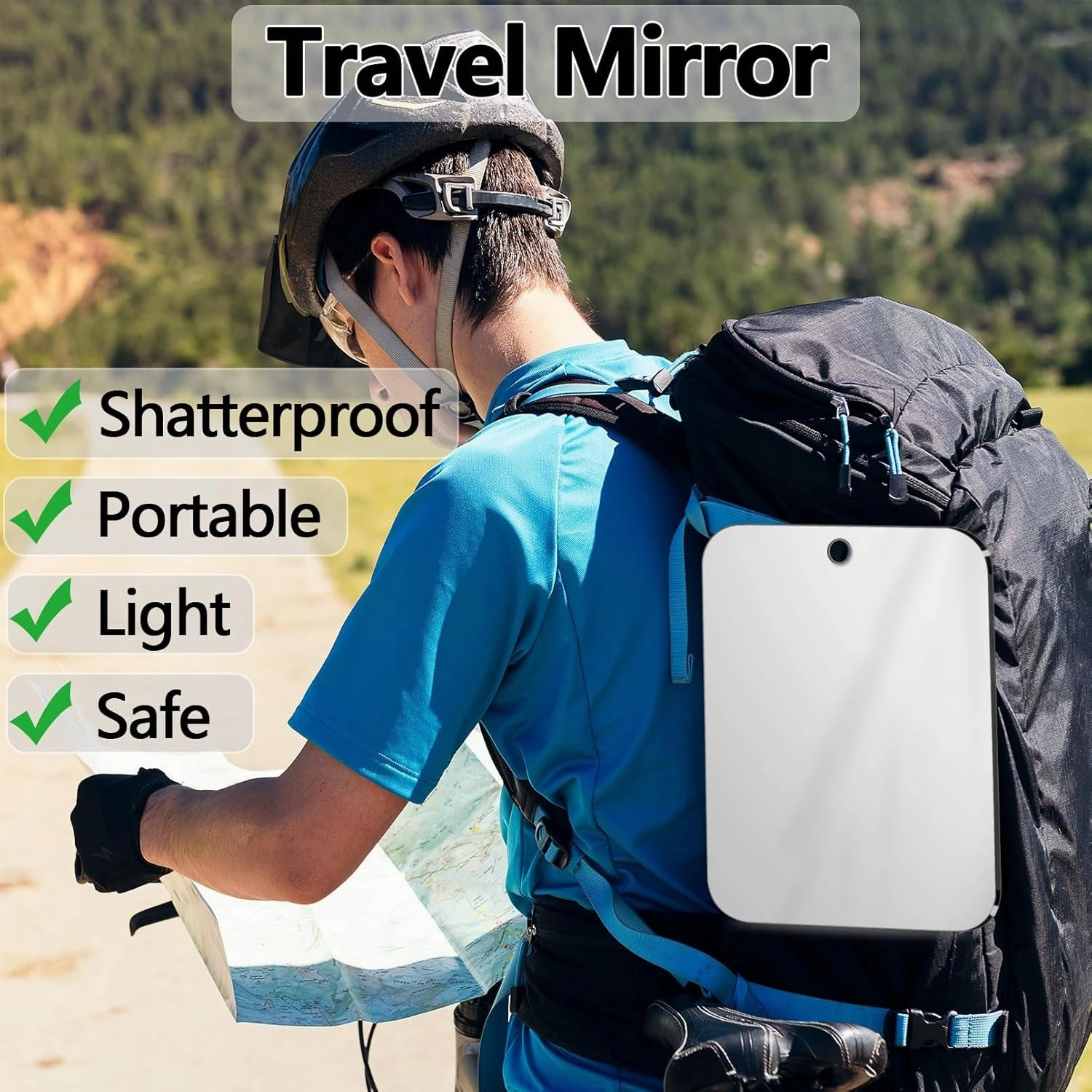 2 Pack Shower Mirror Fogless for Shaving, Larger 10.7X8 Inch Plexiglass Hand Mirror for Shower, Plastic Small Wall Mirror for Travel, Unbreakable Shower Little Mirror, Camping Mirror, Hanging, Espejos