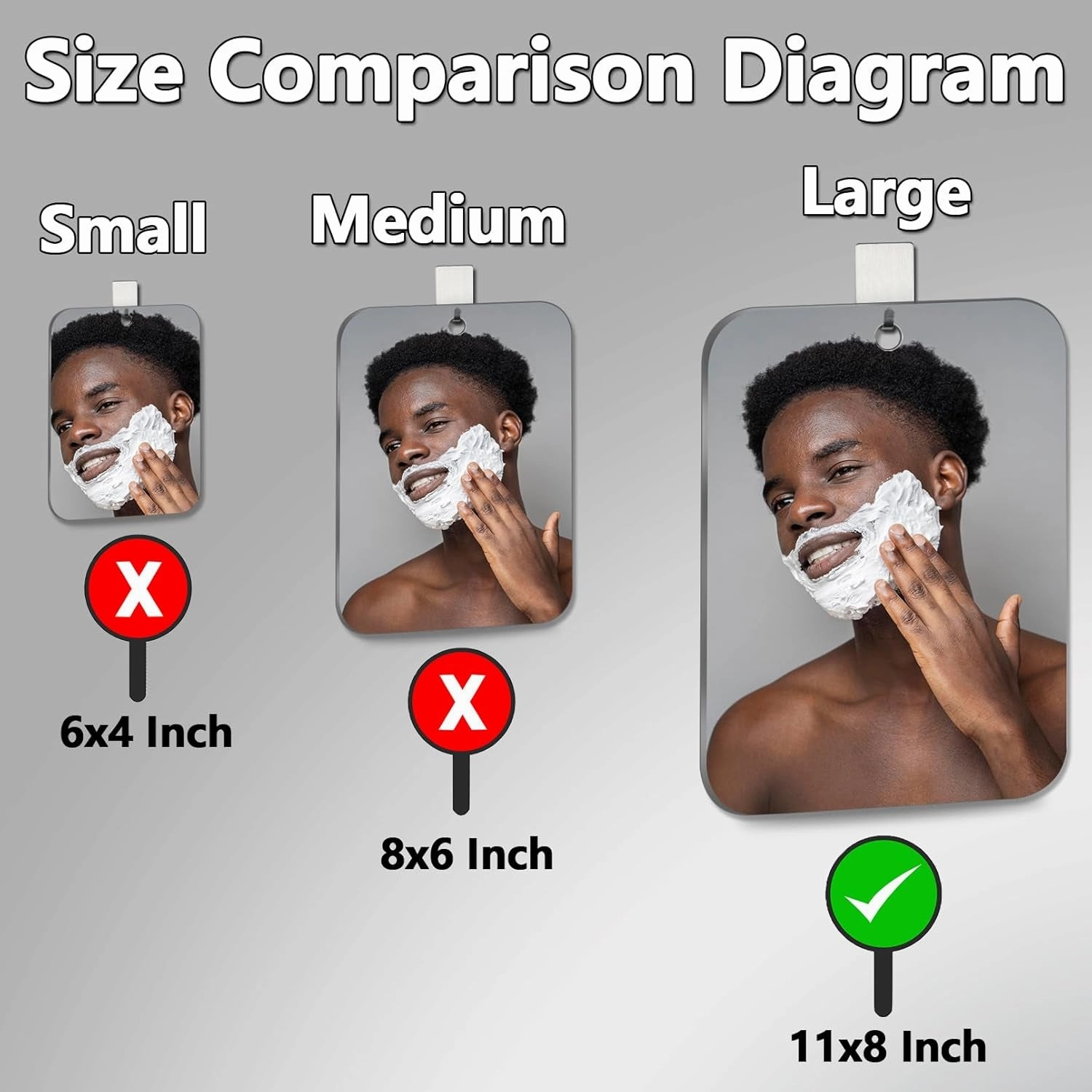 2 Pack Shower Mirror Fogless for Shaving, Larger 10.7X8 Inch Plexiglass Hand Mirror for Shower, Plastic Small Wall Mirror for Travel, Unbreakable Shower Little Mirror, Camping Mirror, Hanging, Espejos