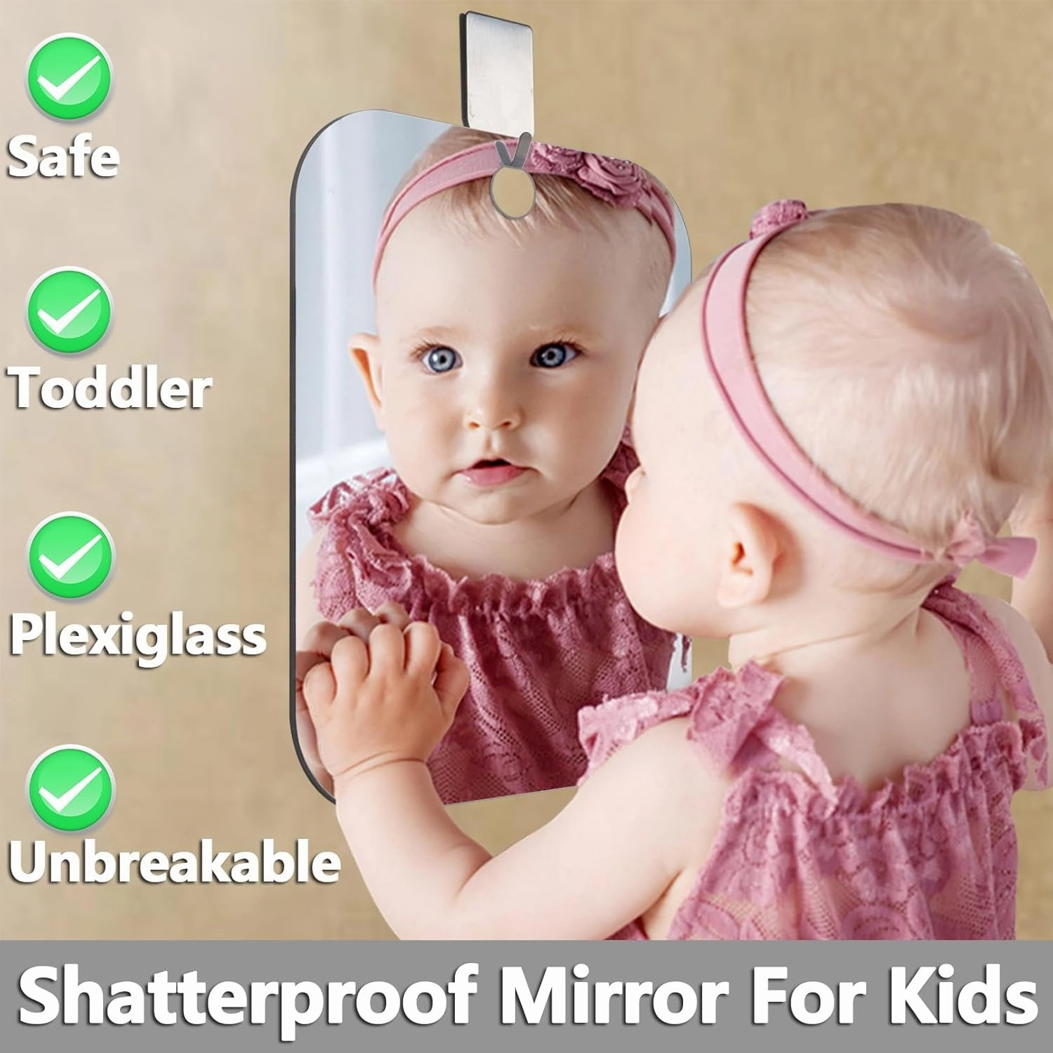 2 Pack Shower Mirror Fogless for Shaving, Larger 10.7X8 Inch Plexiglass Hand Mirror for Shower, Plastic Small Wall Mirror for Travel, Unbreakable Shower Little Mirror, Camping Mirror, Hanging, Espejos