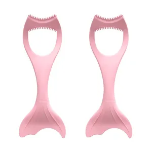 2pcs Eyelash Eyeliner Guard Aid Lower Silicone Comb Shield Pink Eye in Curler Tool Applicator Mermaid Women Upper Lash Stencils Mascara Brush Makeup Drawing for