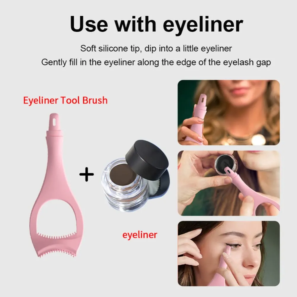 2pcs Eyelash Eyeliner Guard Aid Lower Silicone Comb Shield Pink Eye in Curler Tool Applicator Mermaid Women Upper Lash Stencils Mascara Brush Makeup Drawing for