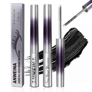 2PCS Iron Wand Mascara, 2025 New Black Washable Metal WandMascara, 3D Curling Iron Wand Fiber Lash Mascara Extension Super Volume Eyelash Non-Clumping Smudge-Proof Long Lasting Flake-Proof