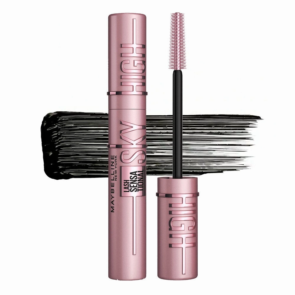 2pk SET Maybelline Sensational Ultimatte Matte Lipstick 299 More Scarlet   Sky High Mascara 01 Very Black