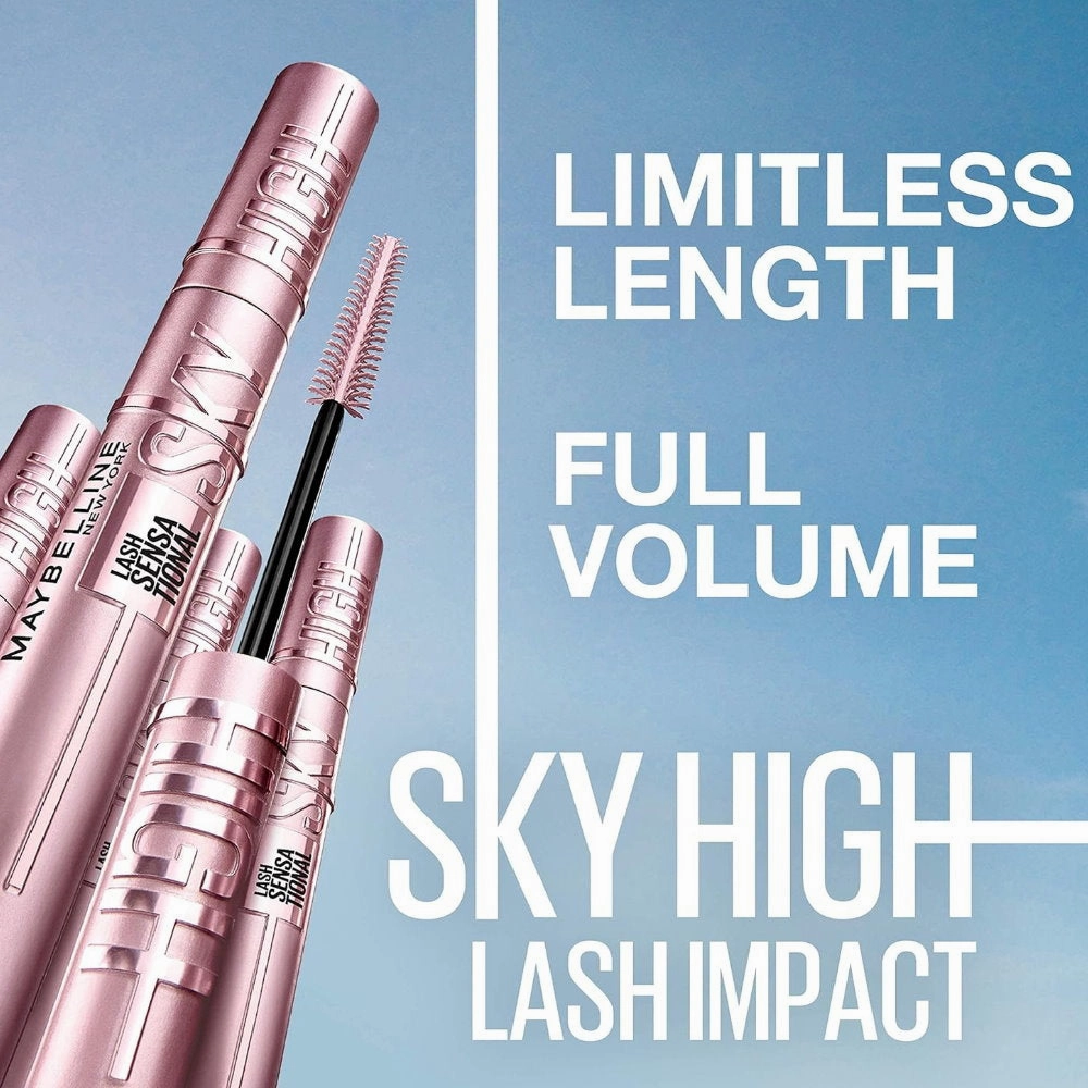 2pk SET Maybelline Sensational Ultimatte Matte Lipstick 299 More Scarlet   Sky High Mascara 01 Very Black