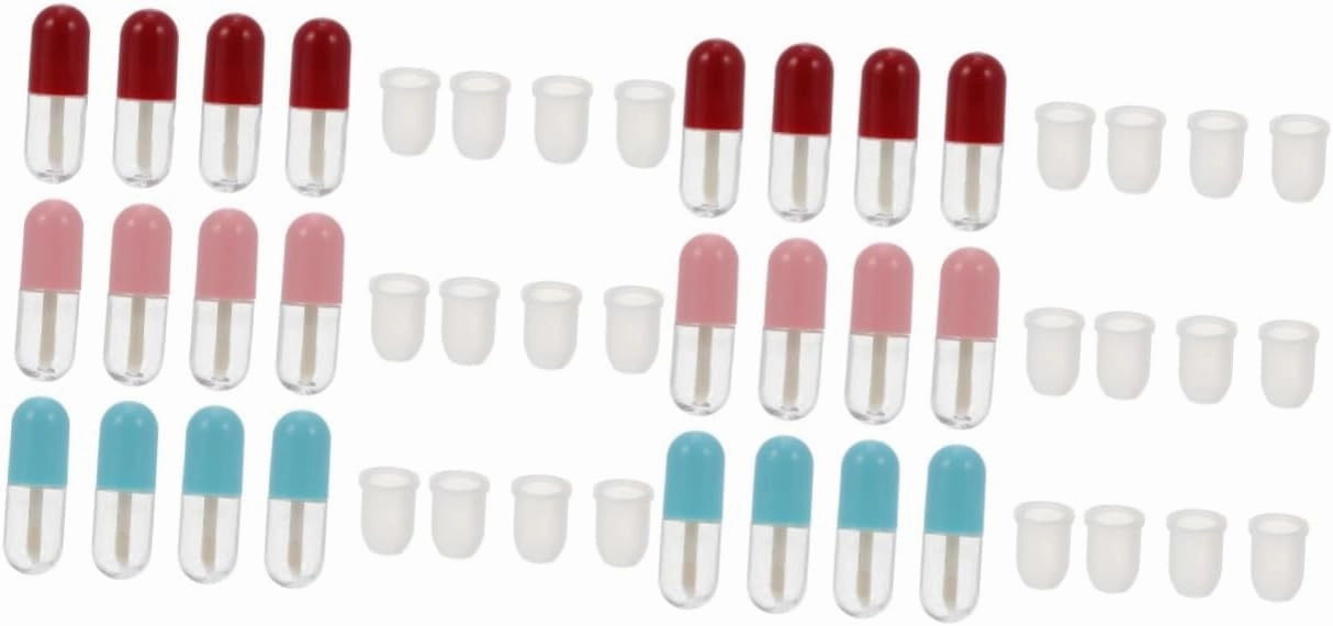 2sets Capsule Lip Gloss Tube Bottle Bulk Travel Tubes Clear Container Capsules Mini Lip Gloss Containers Lipstick Tube Mini Lip Gloss Tube Empty Lip Gloss Tube Plastic 12pcs*2