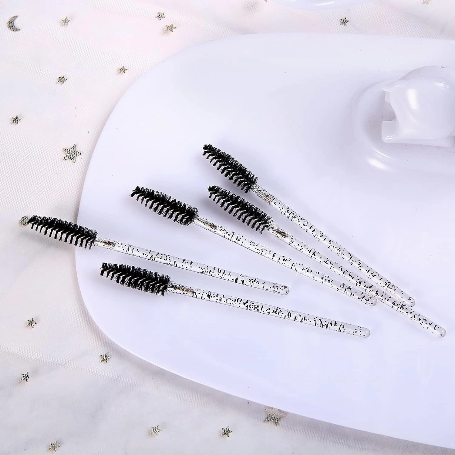 300 Pcs Disposable Crystal Mascara Wand Eyelash Brush Applicator Eyebrow Brush for Eyelash Extension Supplies (Black)