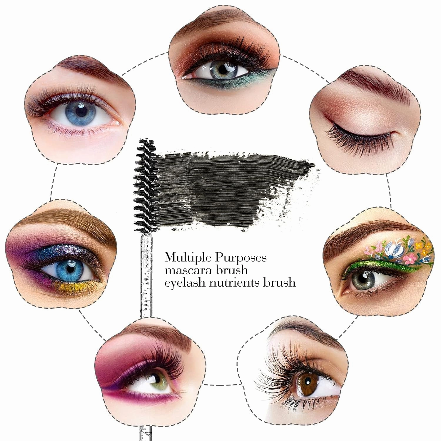 300 Pcs Disposable Crystal Mascara Wand Eyelash Brush Applicator Eyebrow Brush for Eyelash Extension Supplies (Black)