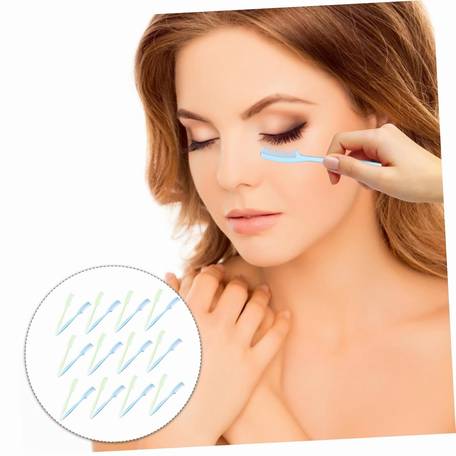 300pcs Mini Eyelash Comb and Eyebrow Brush Ergonomic Makeup Tools for Precision Application for Mascara Separation and Polishing Effect for Women and Girls