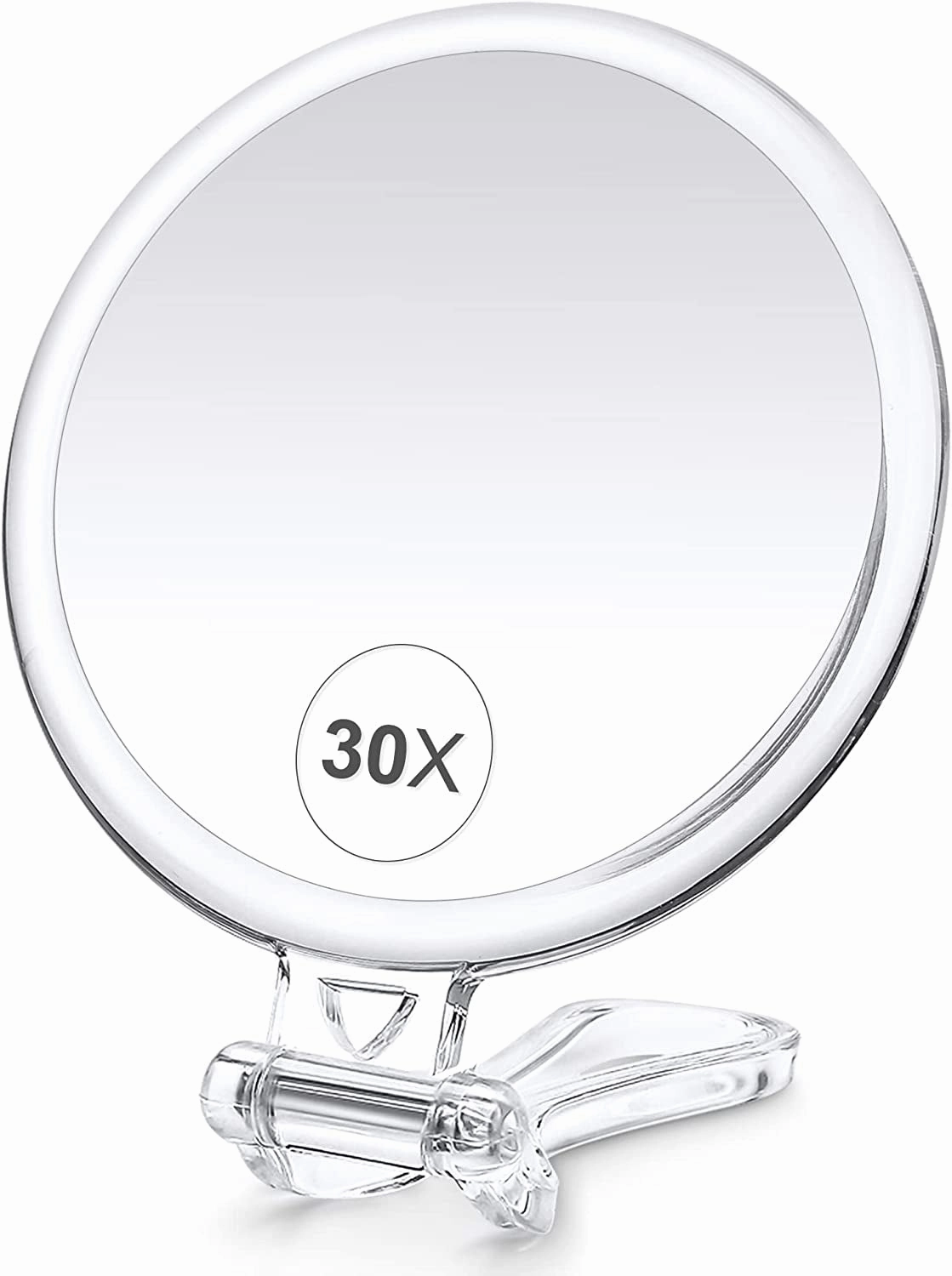 30X Magnifying Mirror for Travel with Handle, Double-Sided 1X/30X Magnification Hand Mirror for Makeup