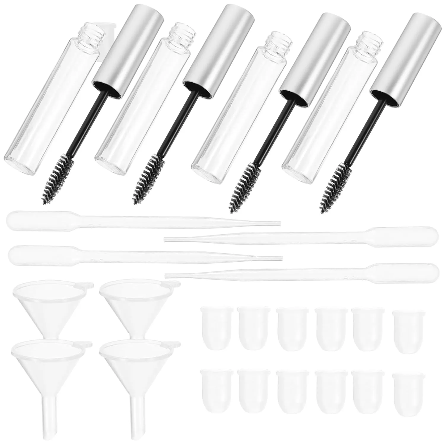 32pcs Empty Mascara Tubes with Funnel and Pipettes Refillable Eyelash Containers for Mascara Lightweight and Portable for Travel and Storage