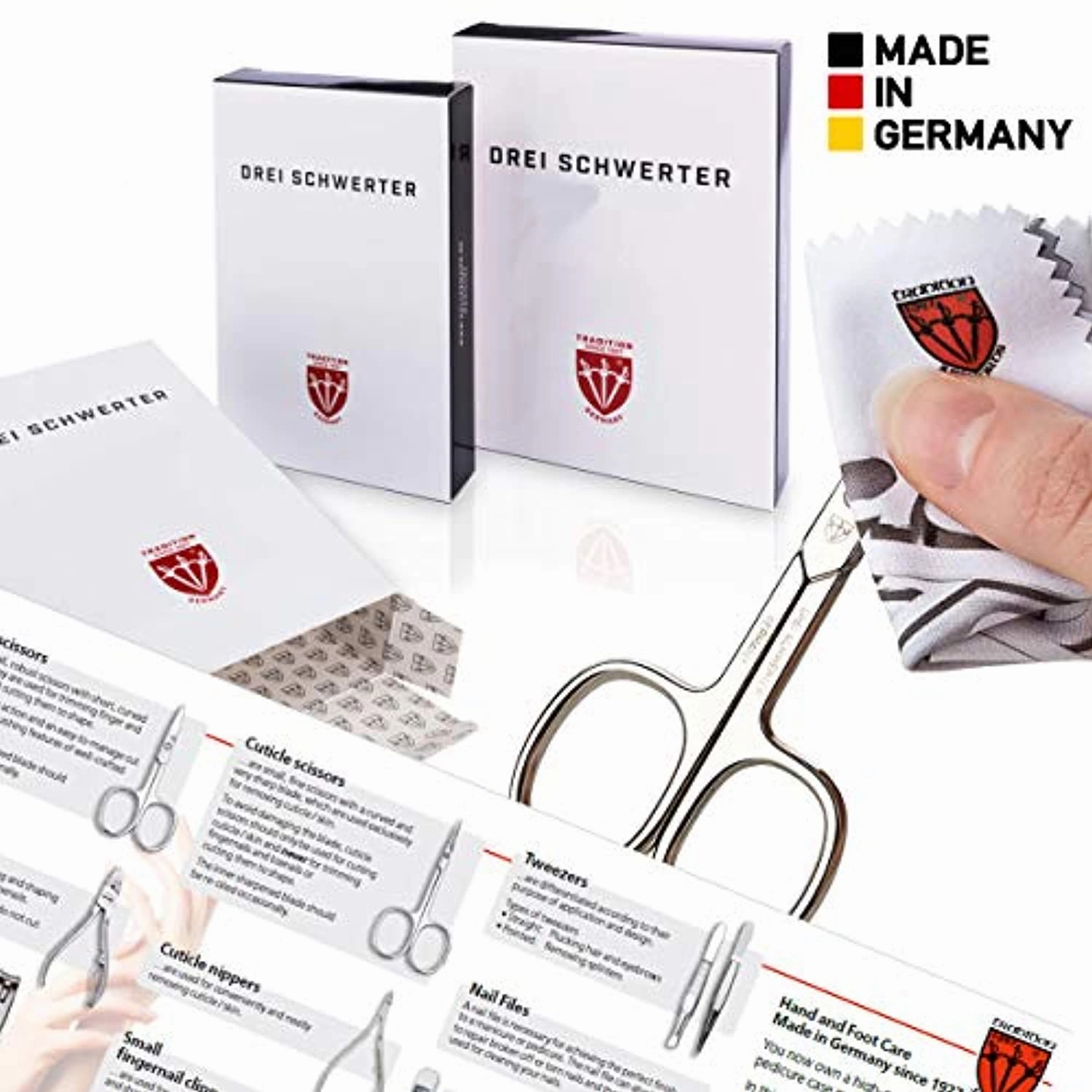 3 Swords Germany - brand quality 16 piece manicure pedicure grooming kit set for professional finger & toe nail care scissors clipper fashion leather case in gift box, Made in Solingen Germany (01597)