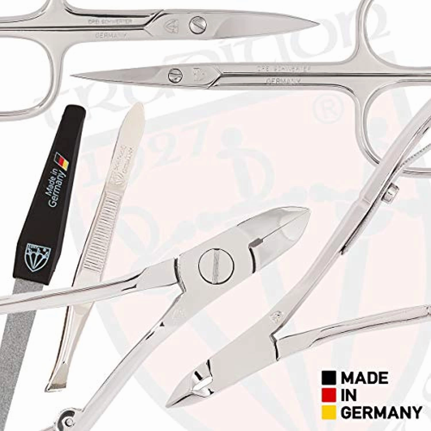 3 Swords Germany - brand quality 16 piece manicure pedicure grooming kit set for professional finger & toe nail care scissors clipper fashion leather case in gift box, Made in Solingen Germany (01597)