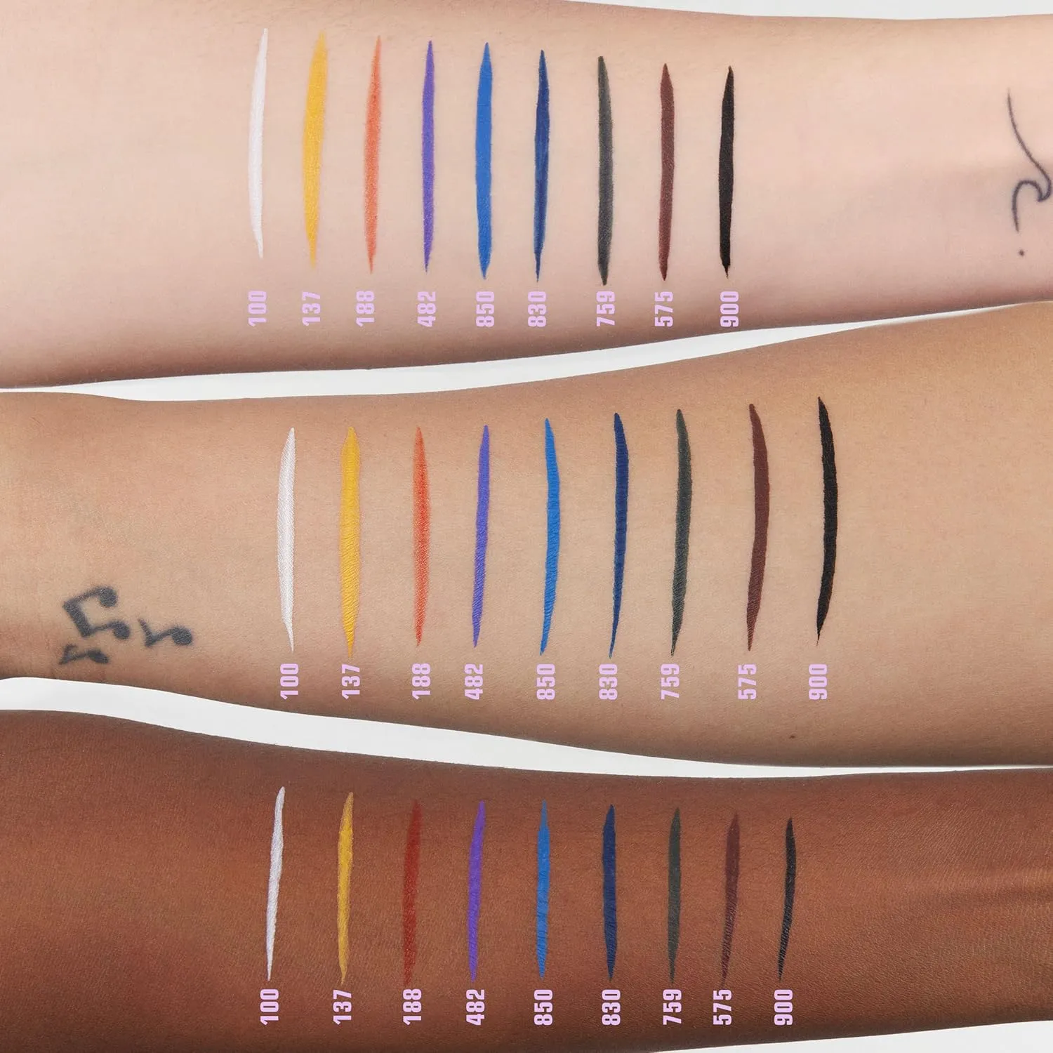 3INA The Color Pen Eyeliner 100 - Ultra Fine Tip 14H Yellow Longwear Liquid Liner - Vibrant Colors, Matte, Smudgeproof, Flake Proof Eye Makeup - Cruelty Free, Paraben Free, Vegan Cosmetics - White