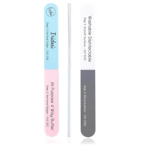 4 Way Finger Nail File and Buffer, Emery Boards For Natural Nails, 4 Fingernail Files in 1, Professional Filer Board and Shiners, 7 Inches Long, Salon Supplies Buffers Shine Kit, 50 Pack