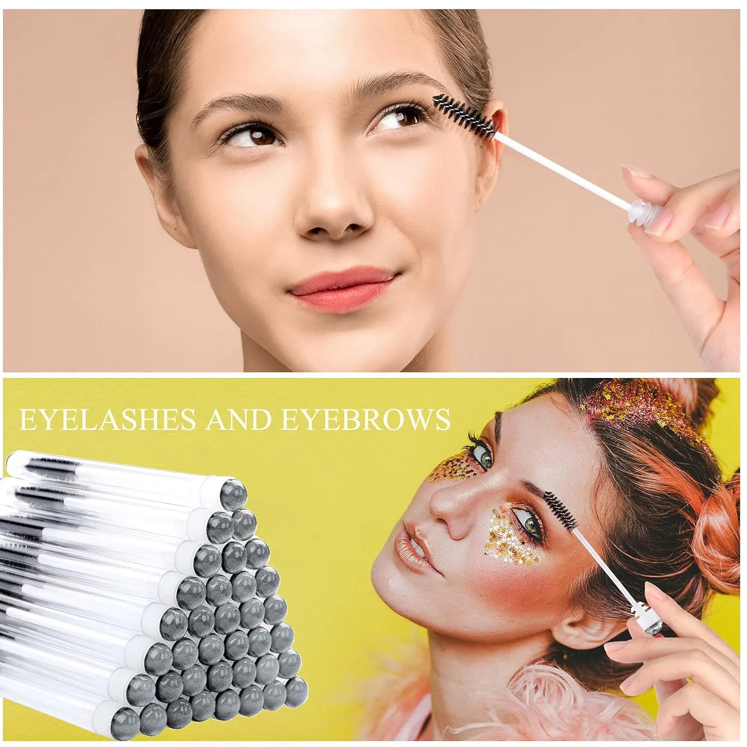 50 Pieces Disposable Mascara Brushes Eyelash Brush Lash Wand Diamond Mascara Wands with Tube Makeup Tool Lash Spoolies Sanitary Brushes Lash Extension Supplies (tube sky black 50)