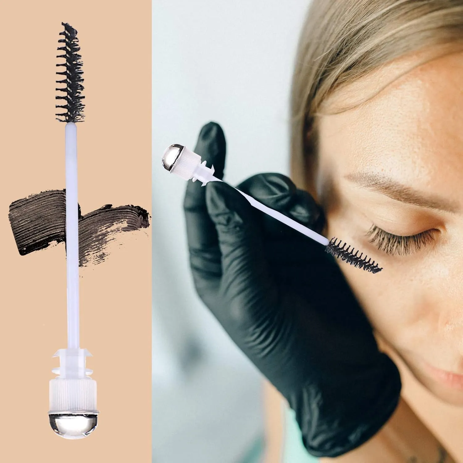 50 Pieces Disposable Mascara Brushes Eyelash Brush Lash Wand Diamond Mascara Wands with Tube Makeup Tool Lash Spoolies Sanitary Brushes Lash Extension Supplies (tube sky black 50)