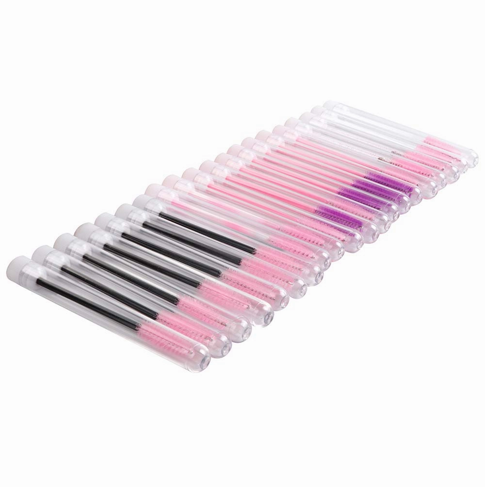 50 Pcs Pink Lash Disposable Mascara Brushes Diamond Eyelash Spoolies Makeup Brush Mascara Wand in Sanitary Tube Lash Supplies …