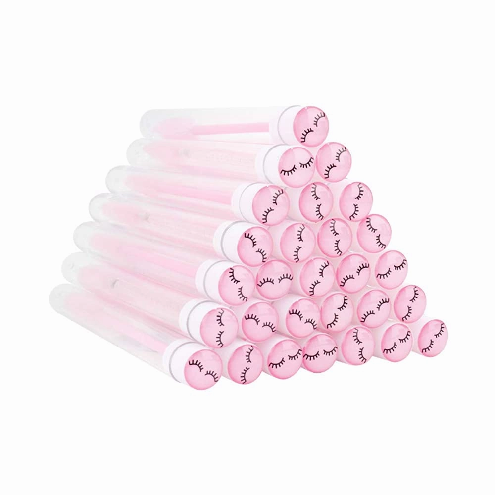50 Pcs Pink Lash Disposable Mascara Brushes Diamond Eyelash Spoolies Makeup Brush Mascara Wand in Sanitary Tube Lash Supplies …