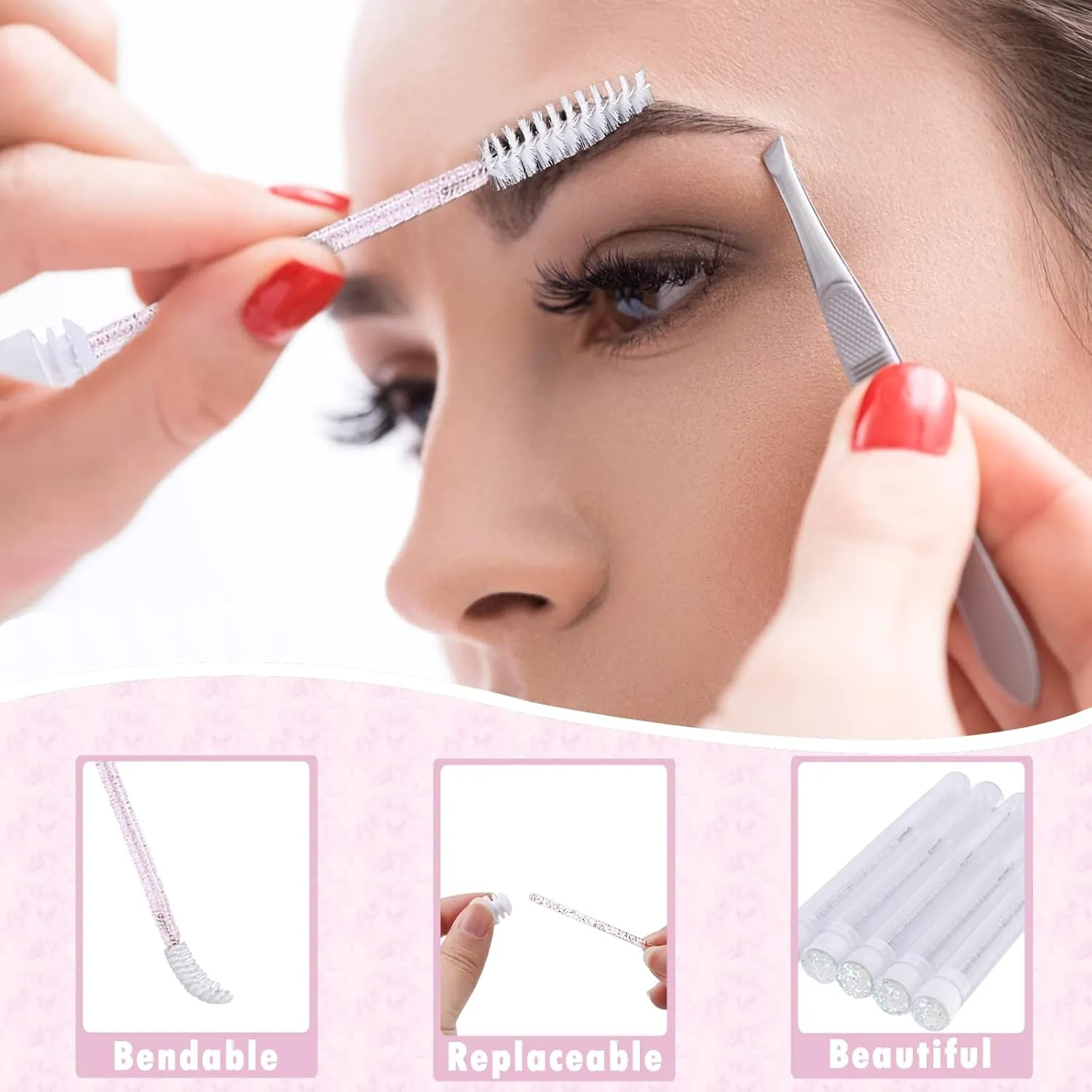 52PCS Lash Shampoo Bottles Brushes Set, 10pcs Foam Pump Dispenser, Lash Cleaning Brush, Eyelash Extension Tube Brush, Instructions Cards, Lash bags, 2pcs Eyelash Stickers for Business Clients (white)