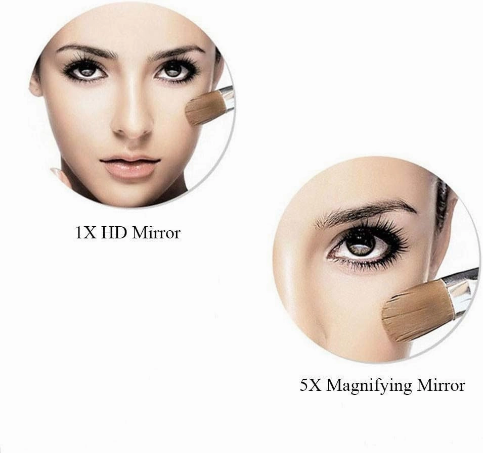 5X Magnifying Wall Mount Led Lighted Makeup Mirror Touch Screen Shaving Mirror Double-Sided Round Bathroom Vanity Mirror Swivel Extendable Cosmetic Mirror Concealed Install Makeup And Shavi ( C ( Colo