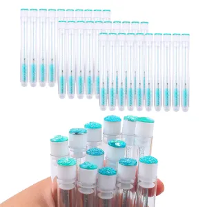60 Pcs Lash Disposable Mascara Brushes Diamond Eyelash Spoolies Makeup Brush Mascara Wand in Sanitary Tube Lash Supplies (Turquoise)