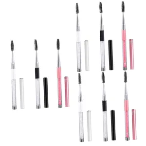 9pcs Eyelash Brush with Protective Cover Professional Eyebrow Applicator and Mascara Wands for Salon Home Use Compact for