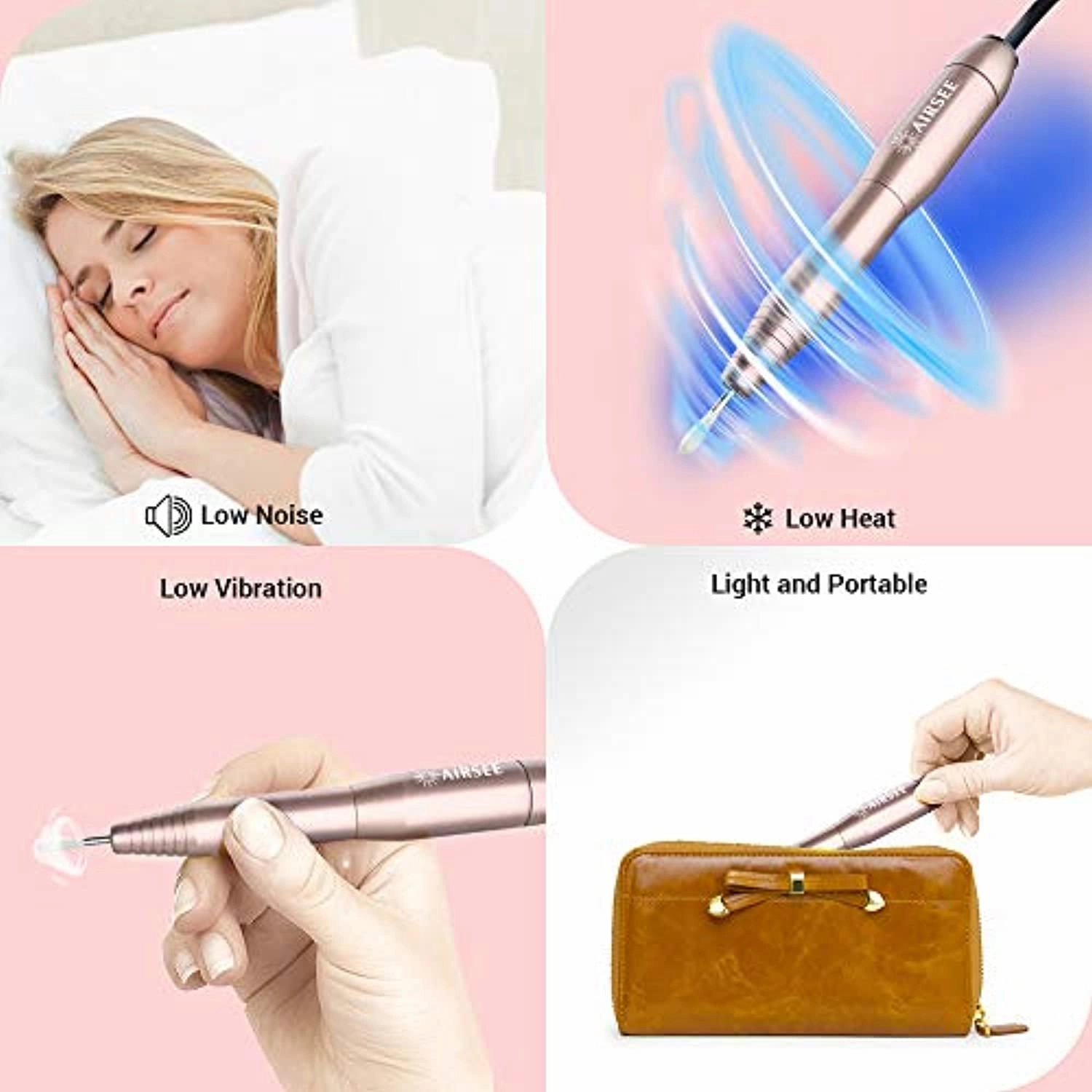 AIRSEE Portable Electric Nail Drill Professional Efile Nail Drill Kit for Acrylic   Ceramic Nail Drill Bits Set Fit for Most Drill Machine Professional Acrylic Nail Drill Bit