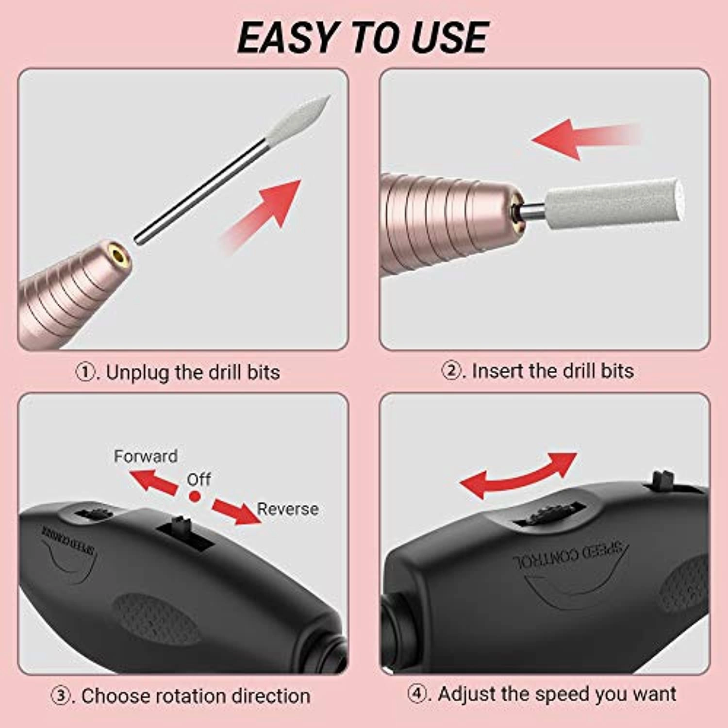 AIRSEE Portable Electric Nail Drill Professional Efile Nail Drill Kit for Acrylic   Ceramic Nail Drill Bits Set Fit for Most Drill Machine Professional Acrylic Nail Drill Bit