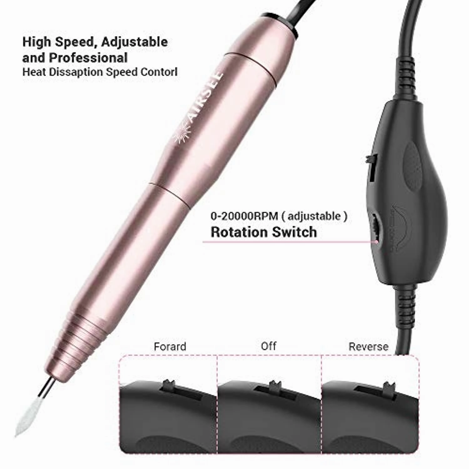 AIRSEE Portable Electric Nail Drill Professional Efile Nail Drill Kit for Acrylic   Ceramic Nail Drill Bits Set Fit for Most Drill Machine Professional Acrylic Nail Drill Bit