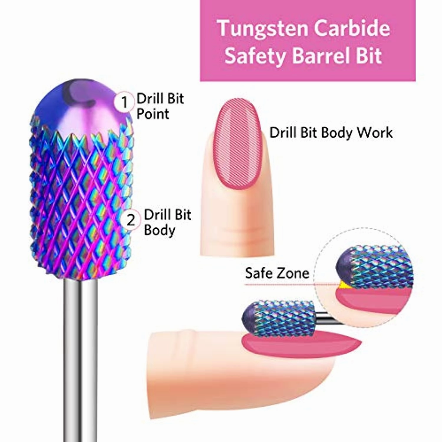 AIRSEE Rechargeable 30000RPM Electric Nail Drill Professional Portable E File Machine for Acrylic Nails   Tungsten Carbide Electric Nail Drill Bits Set for Acrylic Nails 3/32”