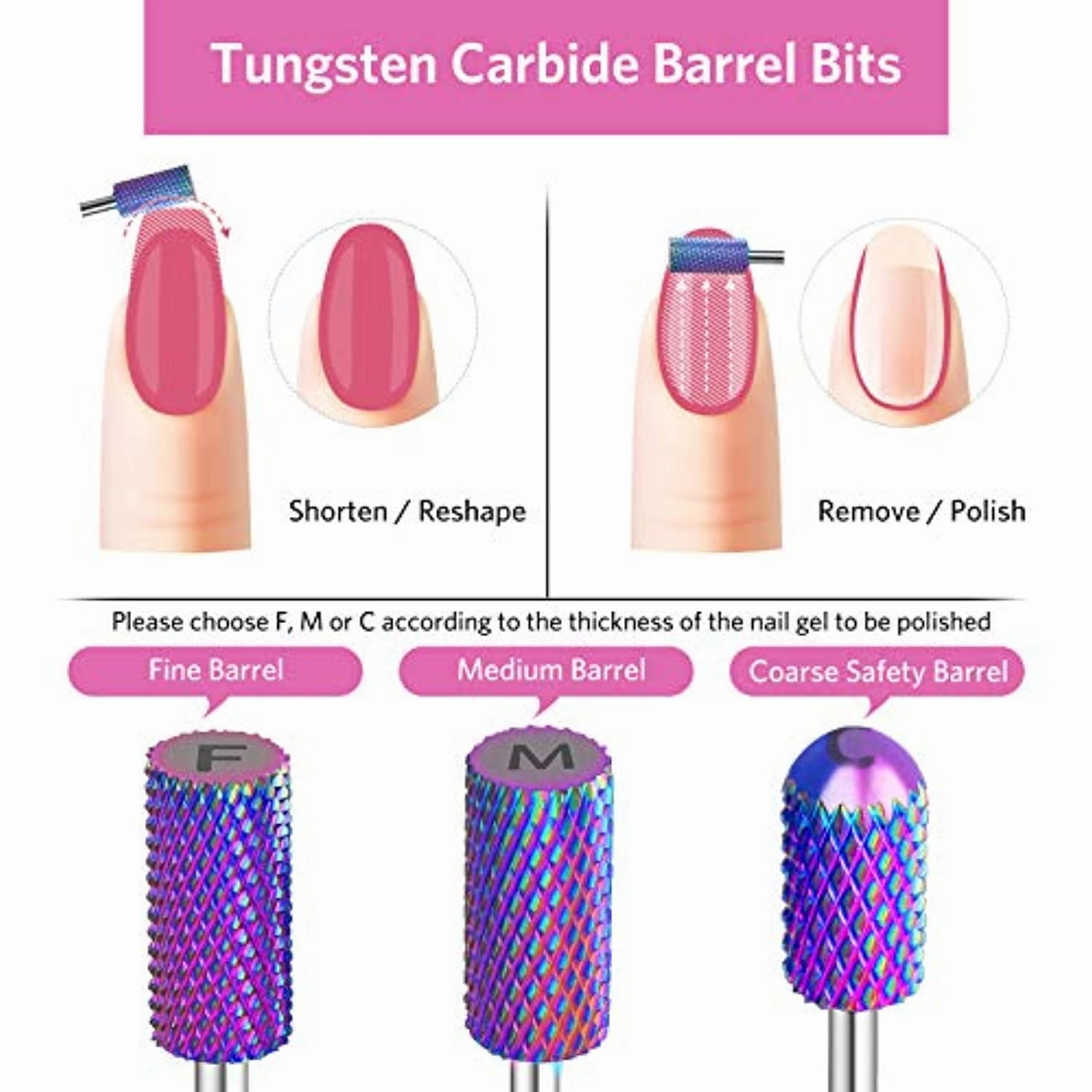 AIRSEE Rechargeable 30000RPM Electric Nail Drill Professional Portable E File Machine for Acrylic Nails   Tungsten Carbide Electric Nail Drill Bits Set for Acrylic Nails 3/32”