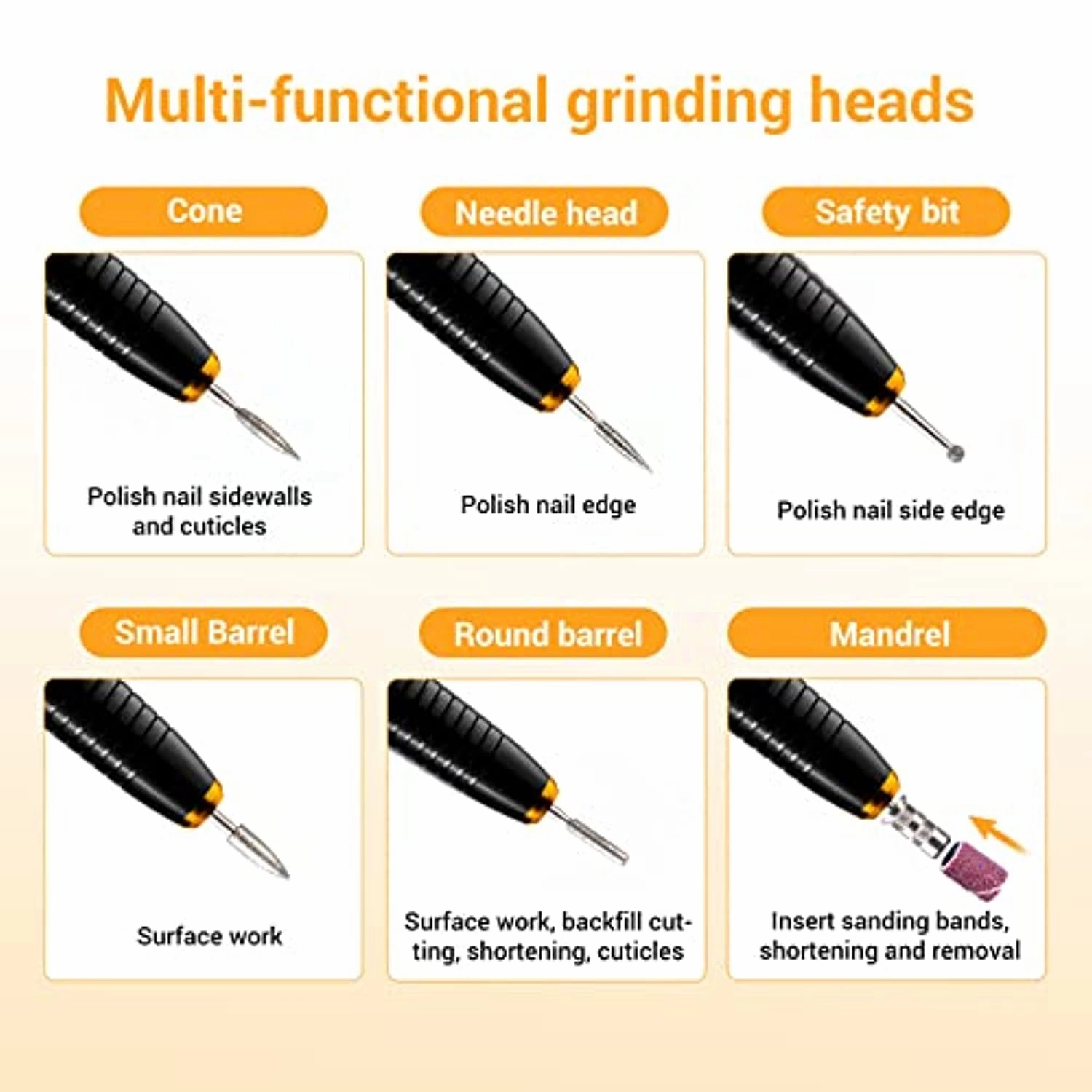 AIRSEE USB Portable Electric Nail Drill Professional Efile Kit for Acrylic, Gel Nails, Polishing Shape Tools   Ceramic Nail Drill Bits Set Fit for Most Drill Machine Professional Acrylic Nail Drill B